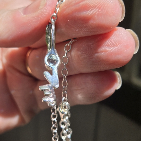 Tourmaline & Topaz Sterling & Gold handmade "LOVE" Bracelet 7" - Picture 6 of 9